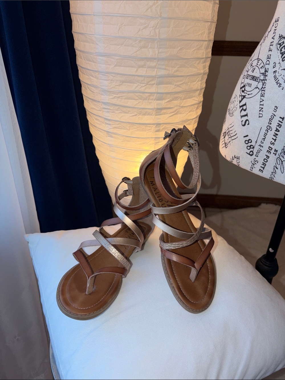 Blowfish Brown and Metallic Strappy Gladiator Sandals